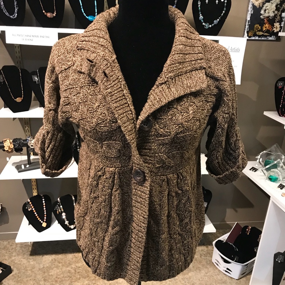 Brown cable knit sweater